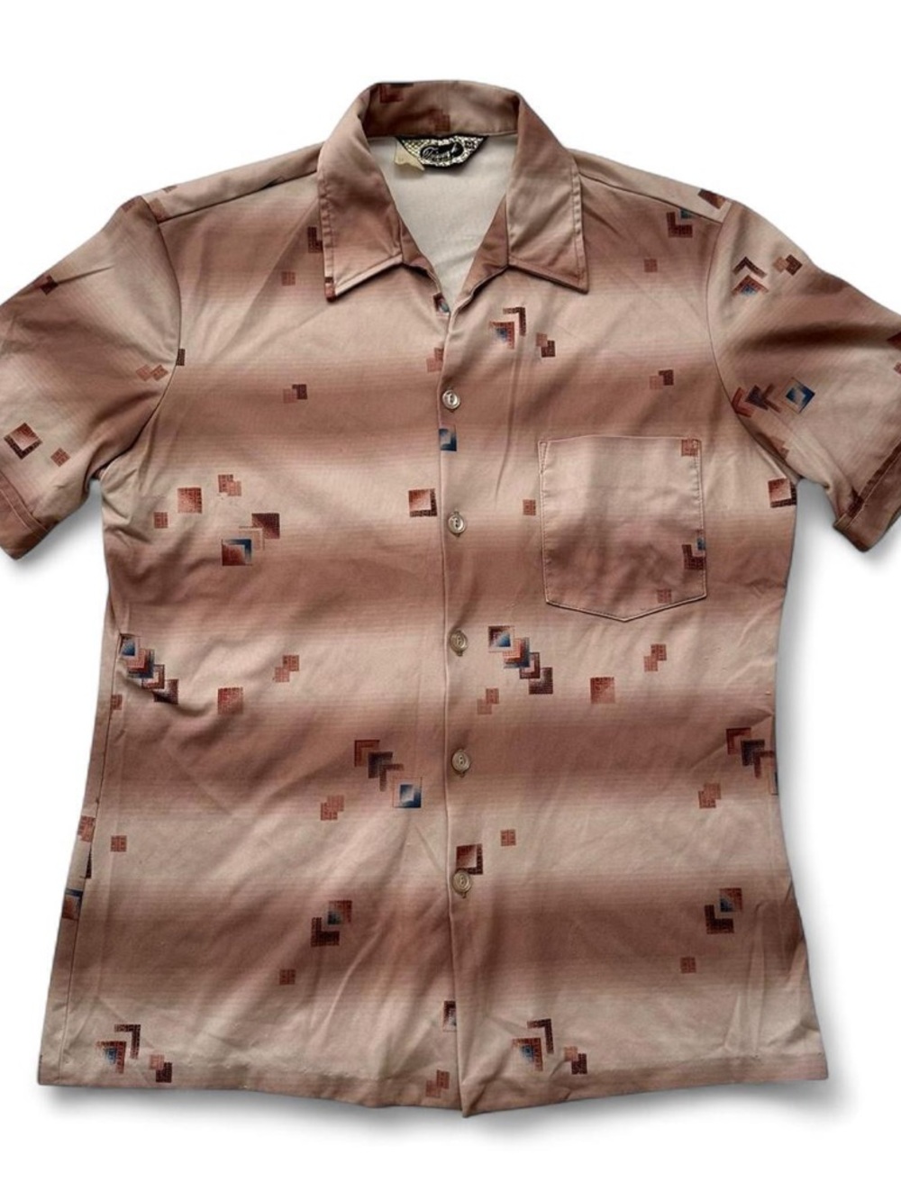 Vintage 1980s Men's Western Short-Sleeve Button-Up Shirt in Faded tan M